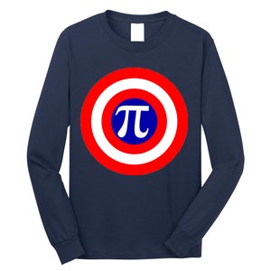 Pi Day America Superhero Crest 3.14 Math Geek Long Sleeve Shirt