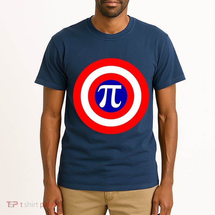 Pi Day America Superhero Crest 3.14 Math Geek Tall T-Shirt