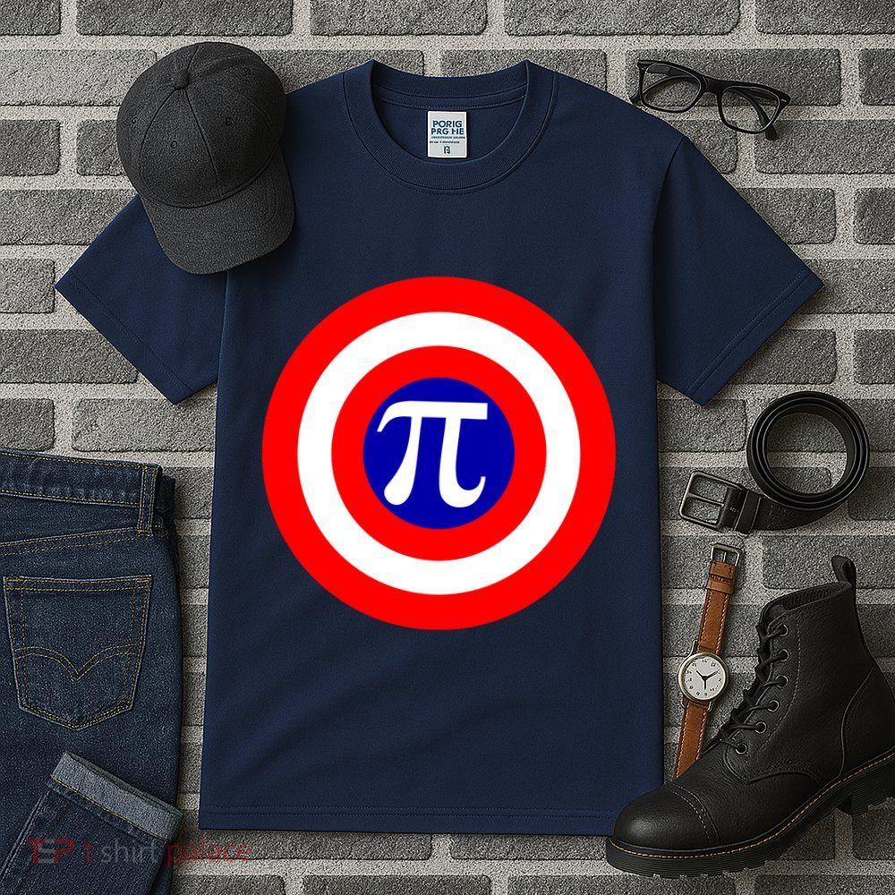 Pi Day America Superhero Crest 3.14 Math Geek Tall T-Shirt