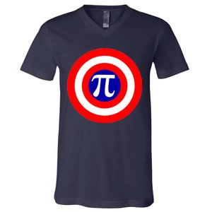 Pi Day America Superhero Crest 3.14 Math Geek V-Neck T-Shirt