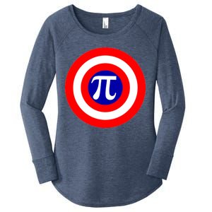 Pi Day America Superhero Crest 3.14 Math Geek Women's Perfect Tri Tunic Long Sleeve Shirt