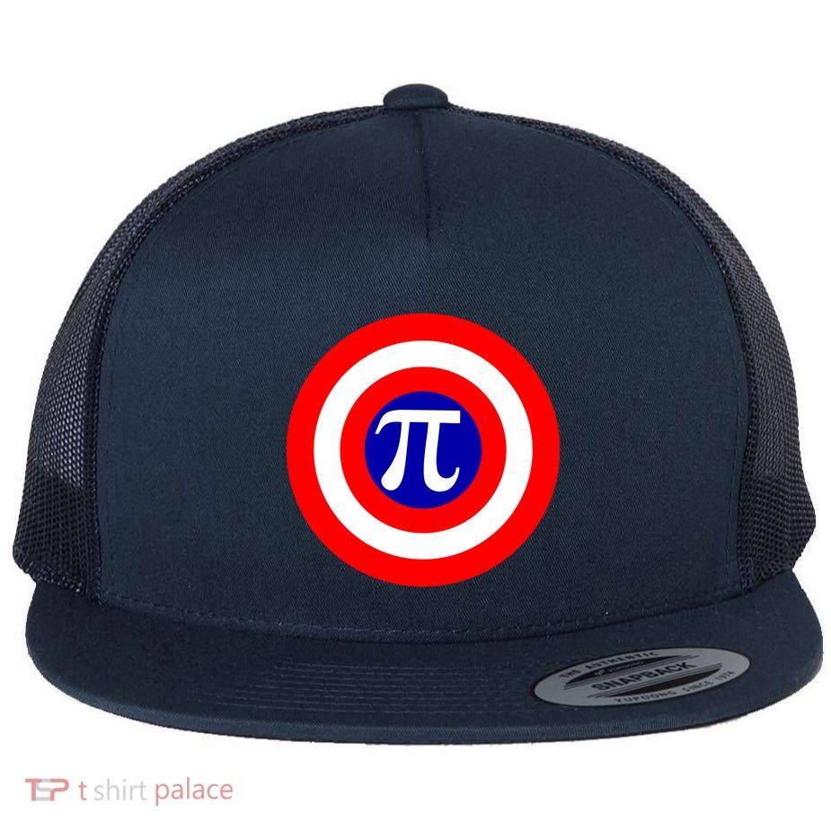 Pi Day America Superhero Crest 3.14 Math Geek Flatbill Hat