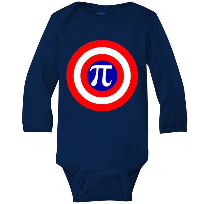 Pi Day America Superhero Crest 3.14 Math Geek Baby Long Sleeve Bodysuit