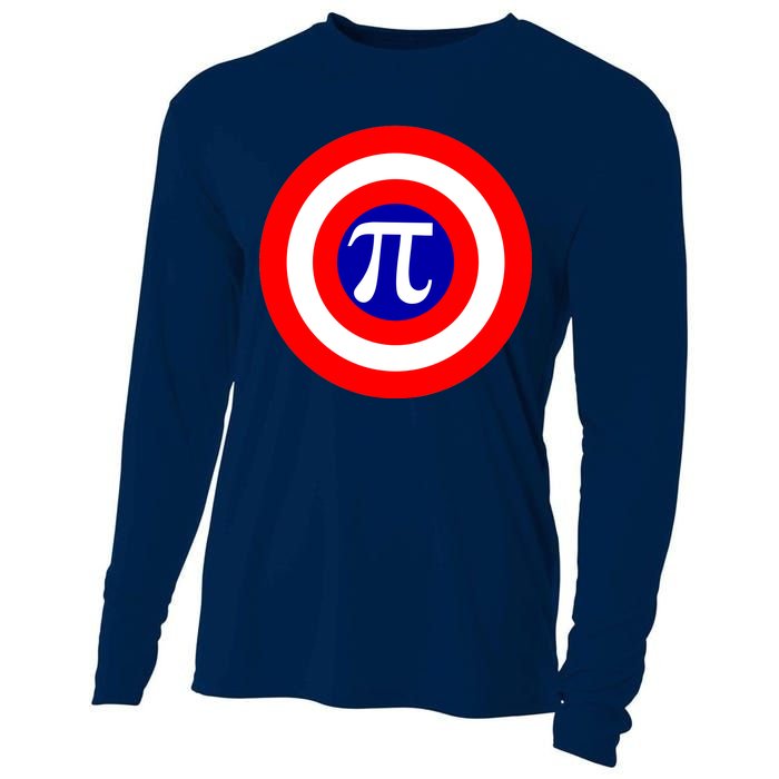 Pi Day America Superhero Crest 3.14 Math Geek Cooling Performance Long Sleeve Crew