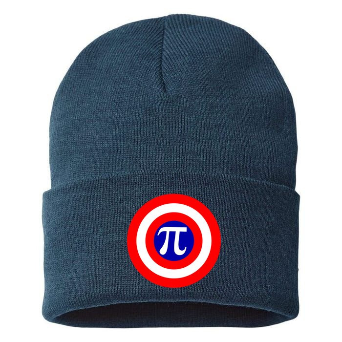 Pi Day America Superhero Crest 3.14 Math Geek Sustainable Knit Beanie