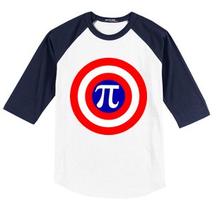 Pi Day America Superhero Crest 3.14 Math Geek Baseball Sleeve Shirt