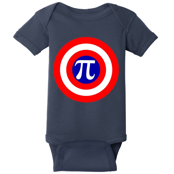 Pi Day America Superhero Crest 3.14 Math Geek Baby Bodysuit