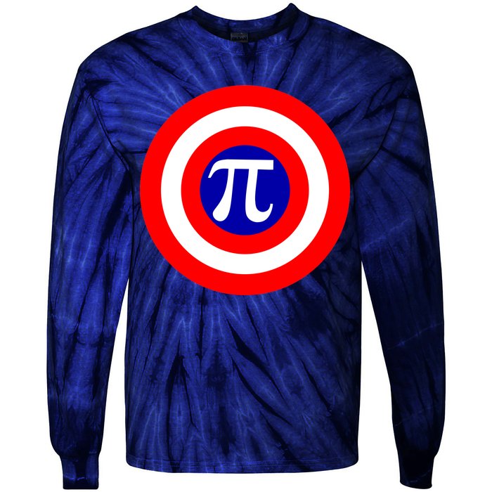 Pi Day America Superhero Crest 3.14 Math Geek Tie-Dye Long Sleeve Shirt