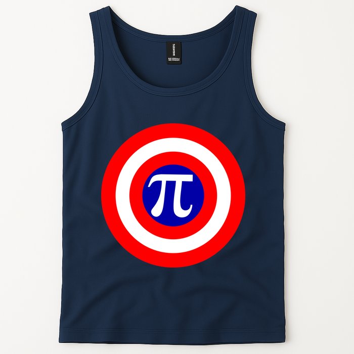 Pi Day America Superhero Crest 3.14 Math Geek Tank Top