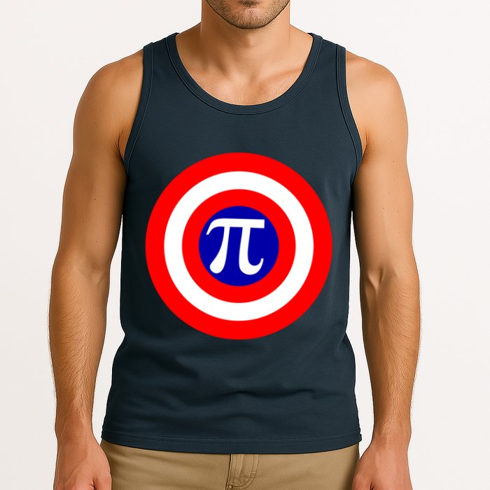 Pi Day America Superhero Crest 3.14 Math Geek Tank Top