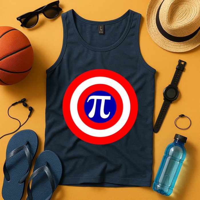 Pi Day America Superhero Crest 3.14 Math Geek Tank Top