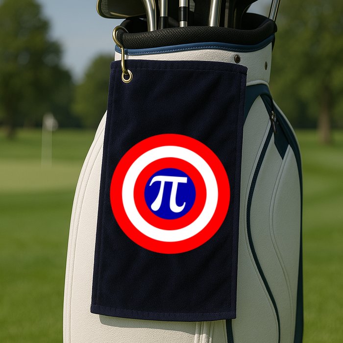 Pi Day America Superhero Crest 3.14 Math Geek Golf Towel