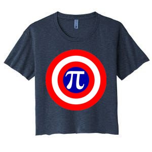 Pi Day America Superhero Crest 3.14 Math Geek Women's Crop Top Tee