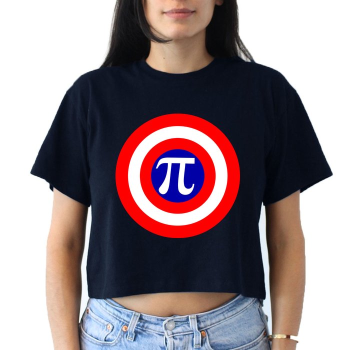 Pi Day America Superhero Crest 3.14 Math Geek Crop Top