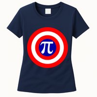 Pi Day America Superhero Crest 3.14 Math Geek Womens T-Shirt
