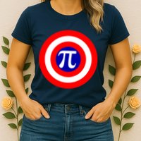 Pi Day America Superhero Crest 3.14 Math Geek Womens T-Shirt