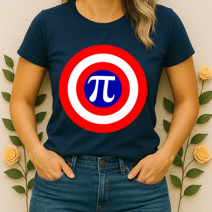 Pi Day America Superhero Crest 3.14 Math Geek Womens T-Shirt
