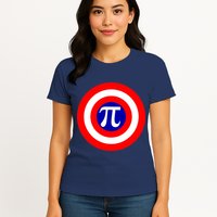 Pi Day America Superhero Crest 3.14 Math Geek Womens T-Shirt