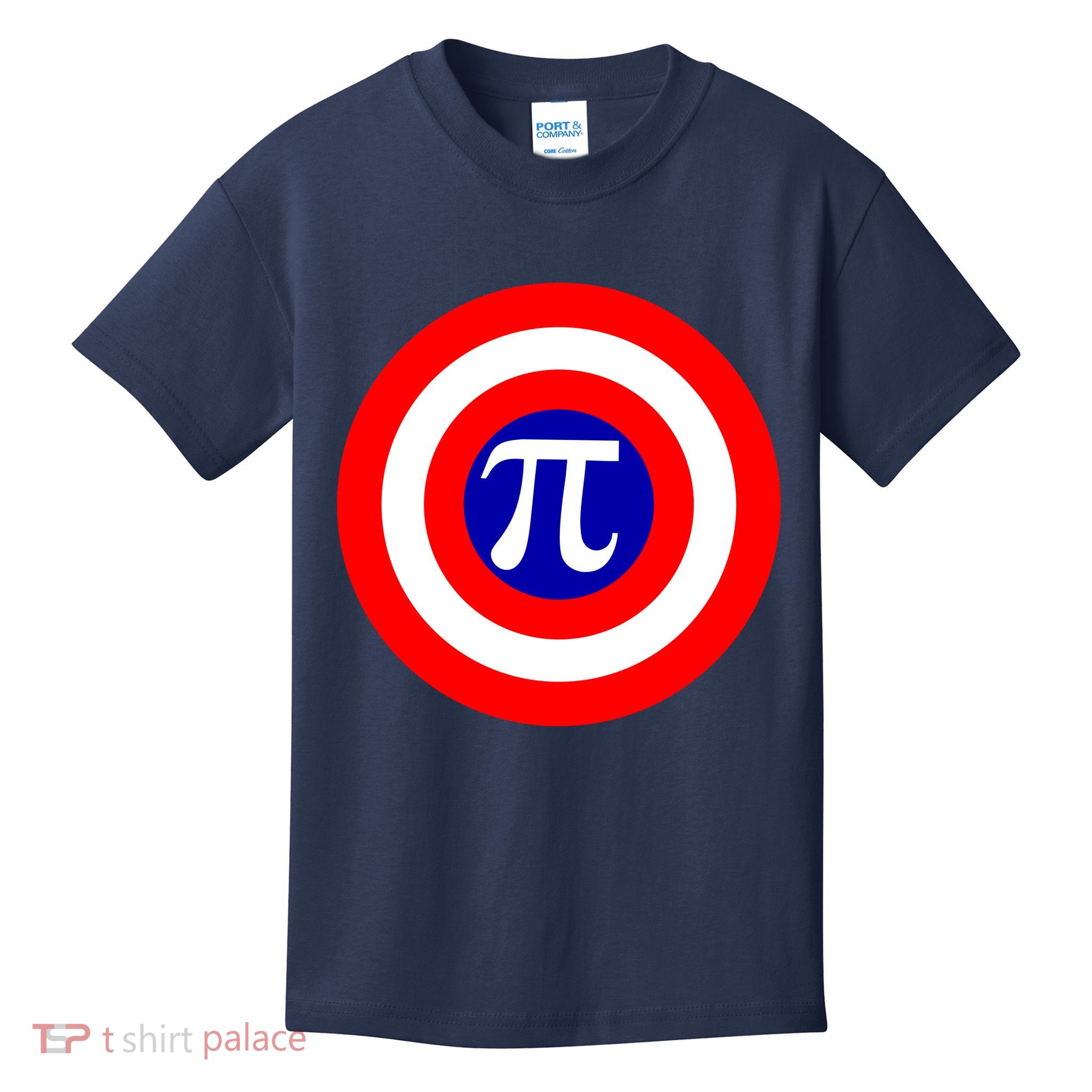 Pi Day America Superhero Crest 3.14 Math Geek Kids T-Shirt
