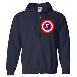 Pi Day America Superhero Crest 3.14 Math Geek Full Zip Hoodie