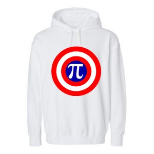 Pi Day America Superhero Crest 3.14 Math Geek Garment-Dyed Fleece Hoodie