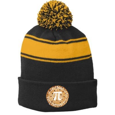 Pi Day Apple Pie 3.14 Cool Numbers Stripe Pom Pom Beanie