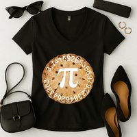 Pi Day Apple Pie 3.14 Cool Numbers Women's V-Neck T-Shirt