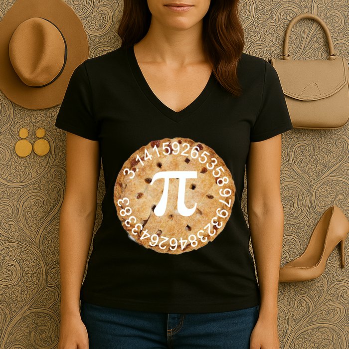 Pi Day Apple Pie 3.14 Cool Numbers Women's V-Neck T-Shirt