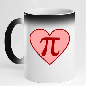 Pi Day Heart Love 3.14 Math Geek March 14th 11oz Black Color Changing Mug