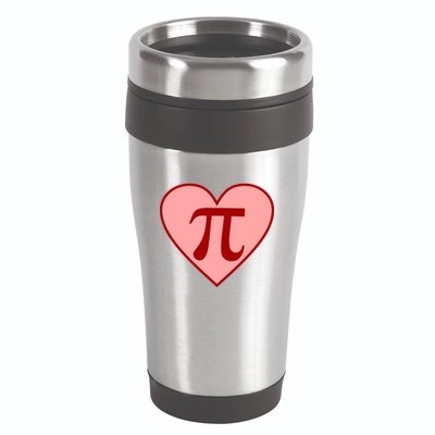Pi Day Heart Love 3.14 Math Geek March 14th 16oz Travel Tumbler