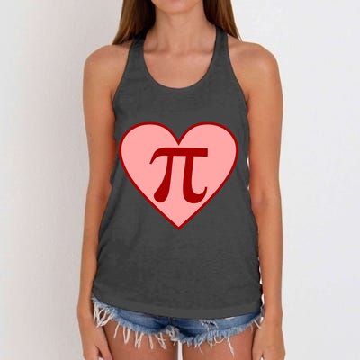 Pi Day Heart Love 3.14 Math Geek March 14th Women's Knotted Racerback Tank