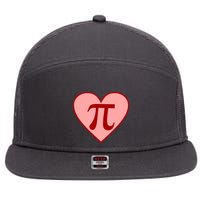 Pi Day Heart Love 3.14 Math Geek March 14th 7 Panel Mesh Trucker Snapback Hat