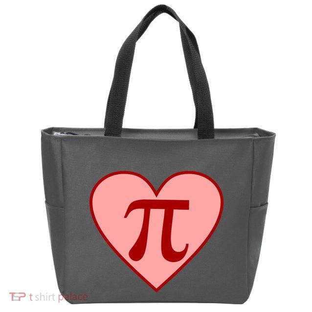 Pi Day Heart Love 3.14 Math Geek March 14th Zip Tote Bag