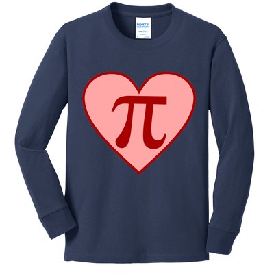 Pi Day Heart Love 3.14 Math Geek March 14th Kids Long Sleeve Shirt