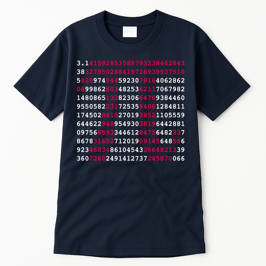 Pi Day Sign Numbers 3.14 Tall T-Shirt
