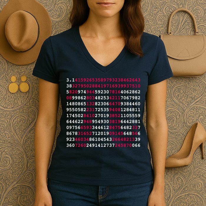 Pi Day Sign Numbers 3.14 Women's V-Neck T-Shirt