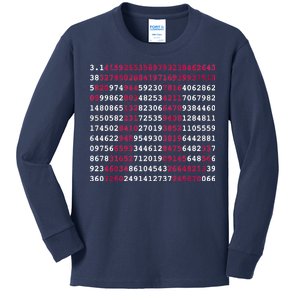 Pi Day Sign Numbers 3.14 Kids Long Sleeve Shirt