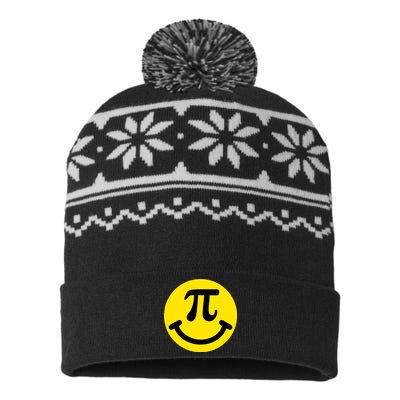 Pi Day Smiley Face 3.14 Math Geek USA-Made Snowflake Beanie