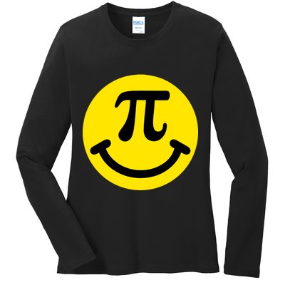 Pi Day Smiley Face 3.14 Math Geek Ladies Long Sleeve Shirt