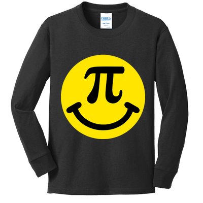 Pi Day Smiley Face 3.14 Math Geek Kids Long Sleeve Shirt
