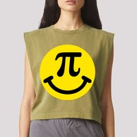 Pi Day Smiley Face 3.14 Math Geek Garment-Dyed Women's Muscle Tee