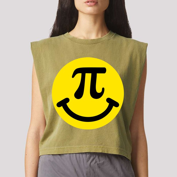 Pi Day Smiley Face 3.14 Math Geek Garment-Dyed Women's Muscle Tee