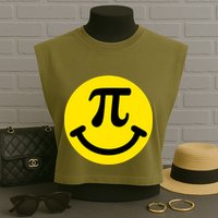 Pi Day Smiley Face 3.14 Math Geek Garment-Dyed Women's Muscle Tee