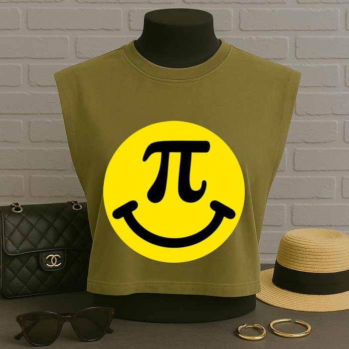 Pi Day Smiley Face 3.14 Math Geek Garment-Dyed Women's Muscle Tee