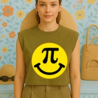 Pi Day Smiley Face 3.14 Math Geek Garment-Dyed Women's Muscle Tee