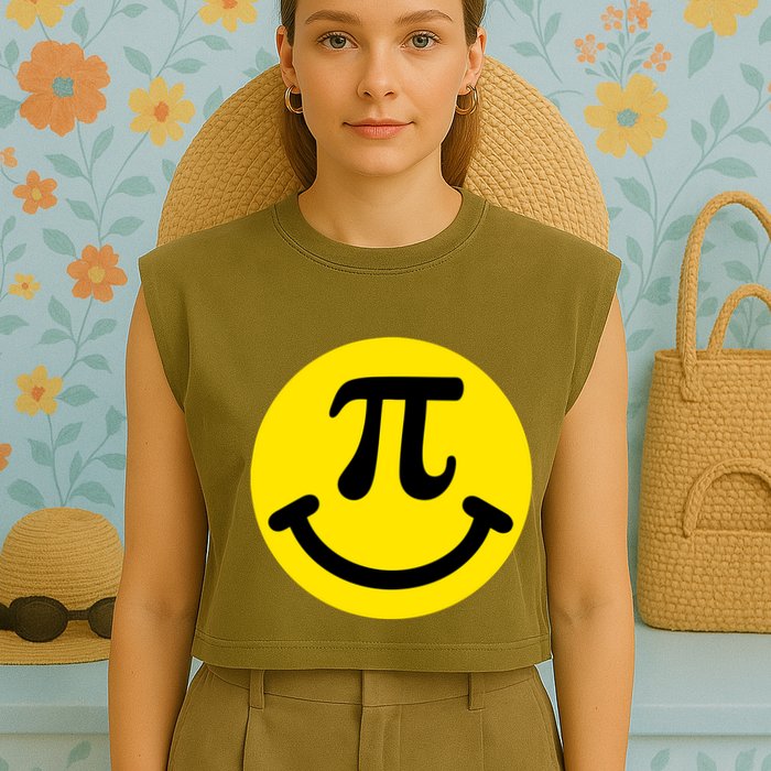Pi Day Smiley Face 3.14 Math Geek Garment-Dyed Women's Muscle Tee