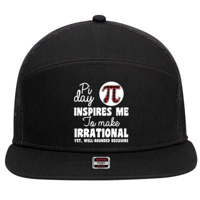 Pi Inspires Me Funny Pi Day 3.14 7 Panel Mesh Trucker Snapback Hat