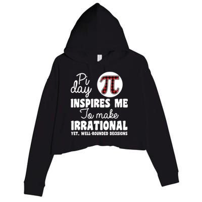 Pi Inspires Me Funny Pi Day 3.14 Crop Fleece Hoodie