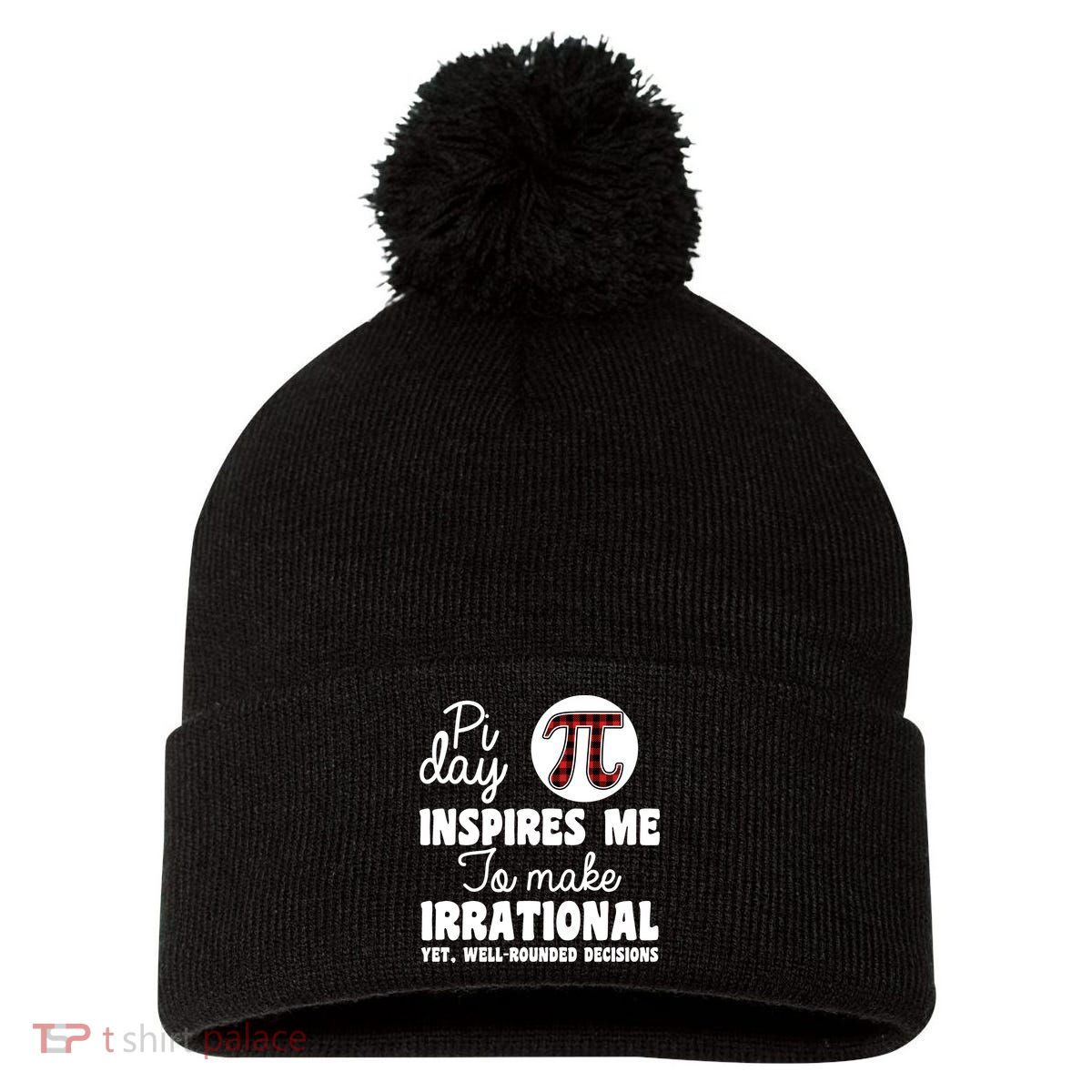 Pi Inspires Me Funny Pi Day 3.14 Pom Pom 12in Knit Beanie