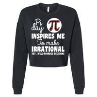 Pi Inspires Me Funny Pi Day 3.14 Cropped Pullover Crew